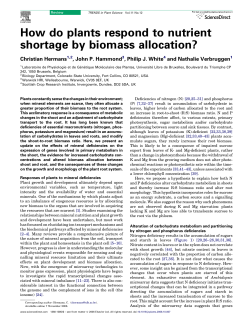 How do plants respond to nutrient shortage by biomass