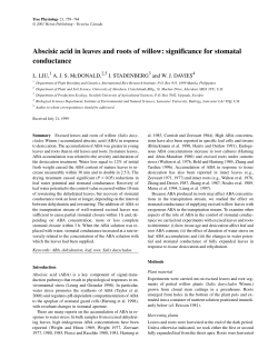 Abscisic acid in leaves and roots of willow: significance for stomatal