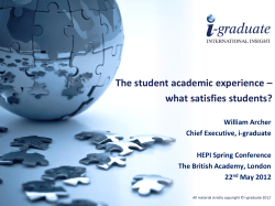 The student academic experience &ndash; what satisfies students?