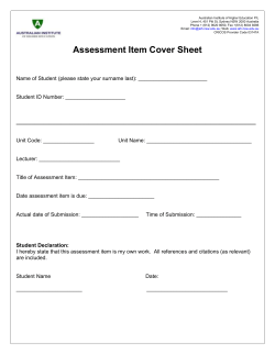 Assessment Item Cover Sheet - AIH - Australian Institute of Higher