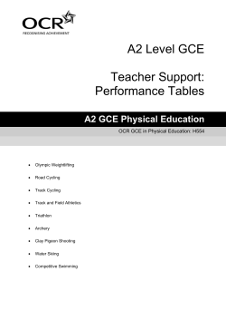 A2 Level GCE Teacher Support: Performance Tables