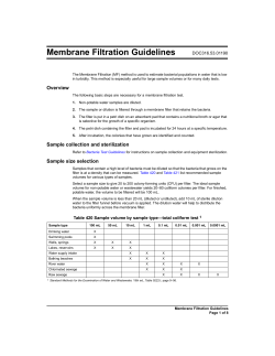 Membrane Filtration Guidelines