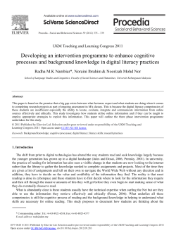 Developing an Intervention Programme to Enhance Cognitive