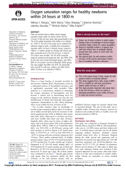 Oxygen saturation ranges for healthy newborns within 24 hours at