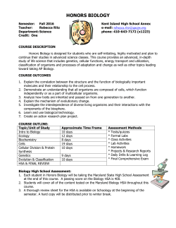 Fall 2016 Honors Biology Syllabus