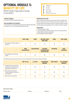 optional module 5: quality of life
