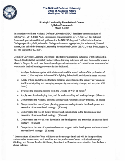 Strategic Leadership Foundational Course Syllabus Framework