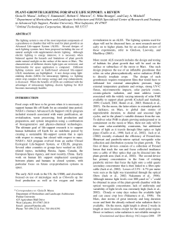 PLANT-GROWTH LIGHTING FOR SPACE LIFE SUPPORT: A
