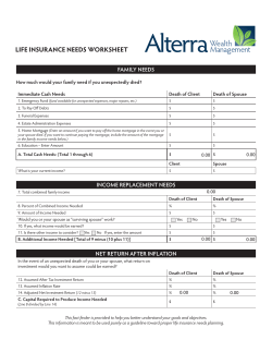 LIFE INSURANCE NEEDS WORKSHEET