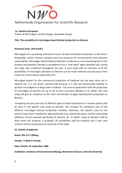 1a. Details of proposal Theme: Micro algae, climate change