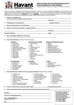 application for the registration of a food