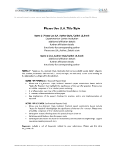 Please Use JLA_Title Style - Society for Learning Analytics Research