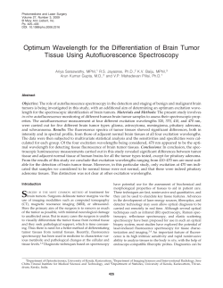Optimum Wavelength for the Differentiation of Brain Tumor Tissue