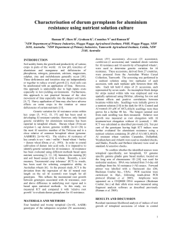 Characterisation of durum germplasm for aluminium resistance