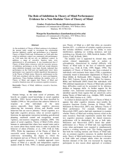 The Role of Inhibition in Theory of Mind Performance: Evidence for a
