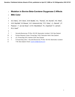 Mutation in Bovine Beta-Carotene Oxygenase 2 Affects