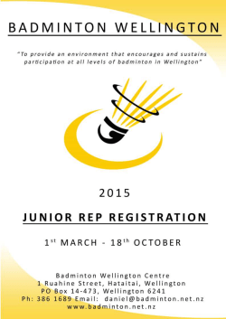 Badminton Wellington 2015 Junior Representative Form