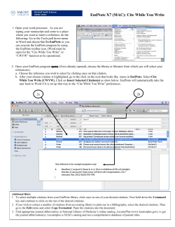 EndNote X7 (MAC): Cite While You Write