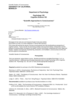 Psych C129 Scientific Approaches to Consciousness