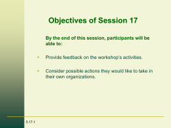 Objectives of Session 17