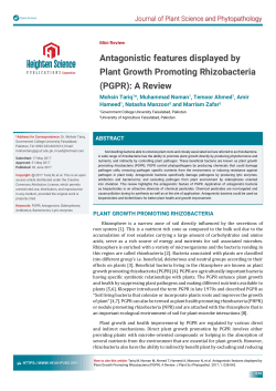 Antagonistic features displayed by Plant Growth Promoting