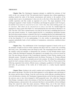 THEOLOGY Chapter One. The Ontological Argument attempts to