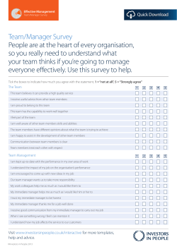 Team/Manager Survey People are at the heart of every organisation