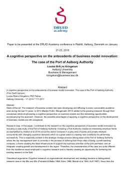 A cognitive perspective on the antecedents of business model
