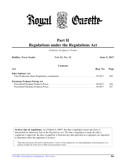 NS Royal Gazette Part II - Volume 41, No. 12, June 9, 2017