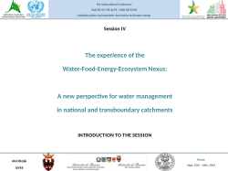The experience of the Water-Food-Energy-Ecosystem Nexus
