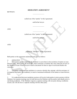 Sample Mediation Agreement
