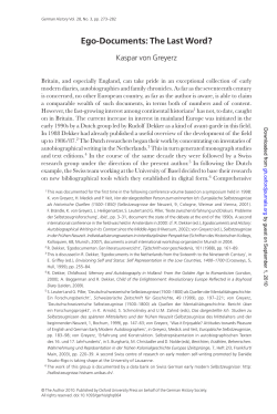 Ego-Documents: The Last Word?