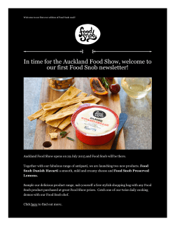 In time for the Auckland Food Show, welcome to our first Food Snob
