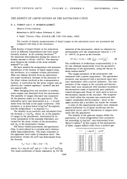 the density of liquid oxygen on the saturation curve