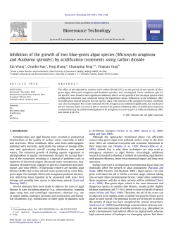 Inhibition of the growth of two blue-green algae species (Microsystis