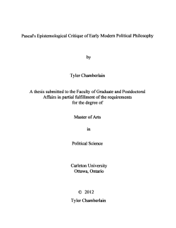 Pascal`s Epistemological Critique of Early Modem Political