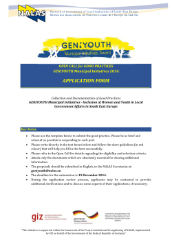 Application Form for GENiYOUTH Municipal Initiatives