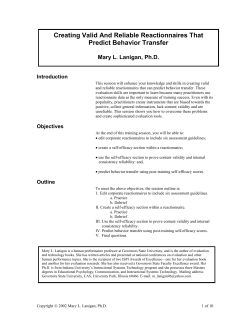 Creating Valid And Reliable Reactionnaires That Predict Behavior