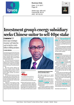 Investment group`s energy subsidiary seeks Chinese