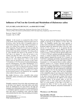 Influence of NaCl on the Growth and Metabolism of Halomonas salina