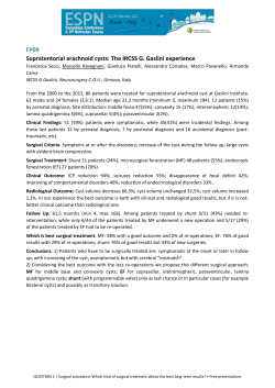 FP09 Supratentorial arachnoid cysts: The IRCSS G. Gaslini