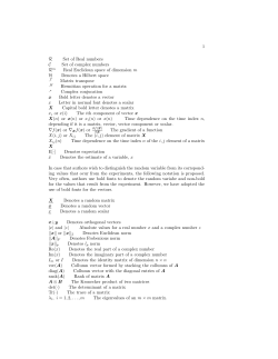 1 R Set of Real numbers C Set of complex numbers Rm Real