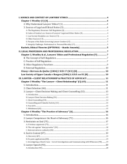 I. Source and Context of Lawyers` Ethics
