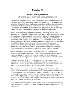 New Psychology of Learning: Recall and Synthesis