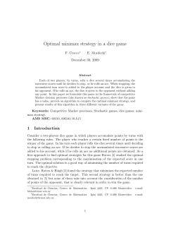 Optimal minimax strategy in a dice game