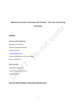 Profile and composition of the subject curricula in Norway