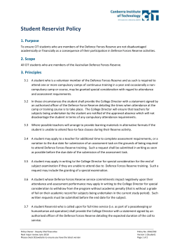 Student Reservist Support Policy - Canberra Institute of Technology