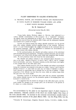PLANT RESPONSE TO SALINE SUBSTRATES Ion accumulation by