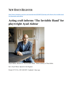 Acting craft informs `The Invisible Hand`