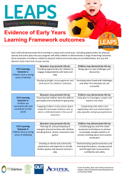 Evidence of Early Years Learning Framework outcomes